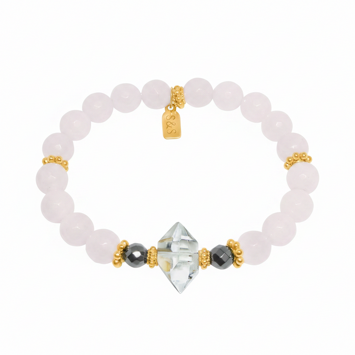 Rose and Herkimer Quartz Bracelet