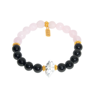 <img src="BLACK_HERK_ROSE.png" alt=“Rose Quartz Black Tourmaline Herkimer diamond crystal bracelet”>
