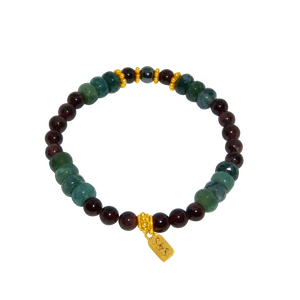 Garnet & Moss Agate Bracelet
