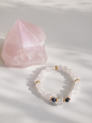 Rose and Herkimer Quartz Bracelet