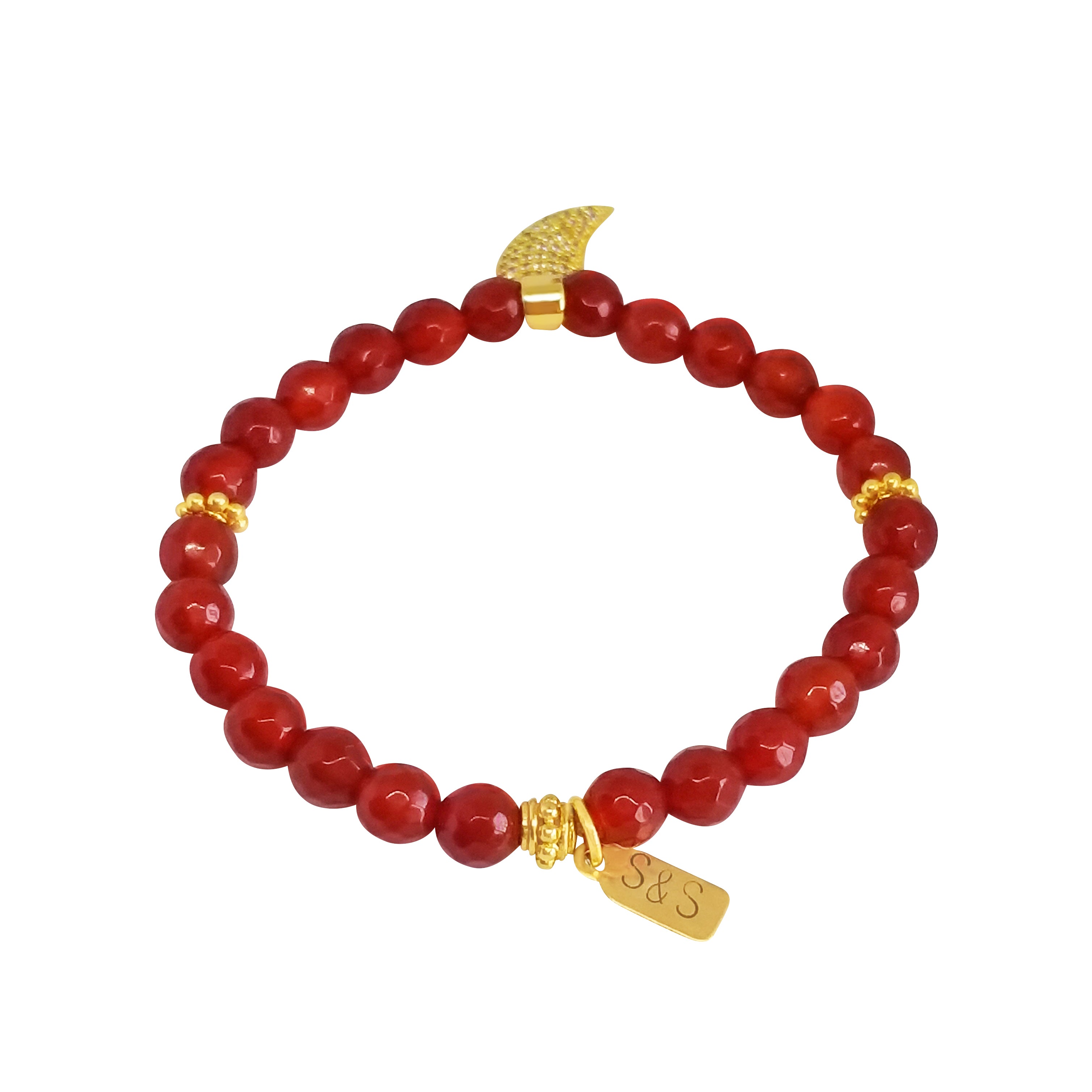 carnelian bracelet with horn tusk pendant