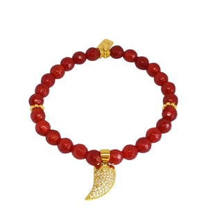 Carnelian bracelet with horn tusk pendant